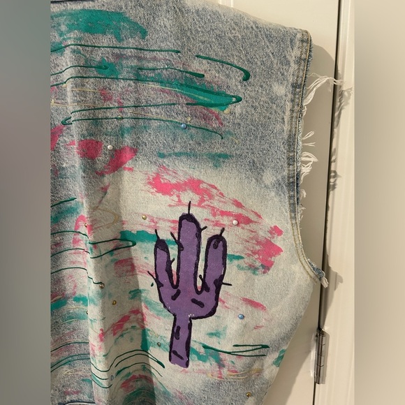 Vintage Painted Denim Vest - Picture 9 of 14